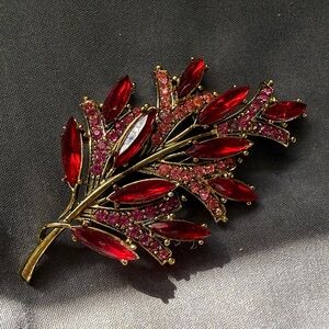 Radiant Red and Pink Leaf Brooch